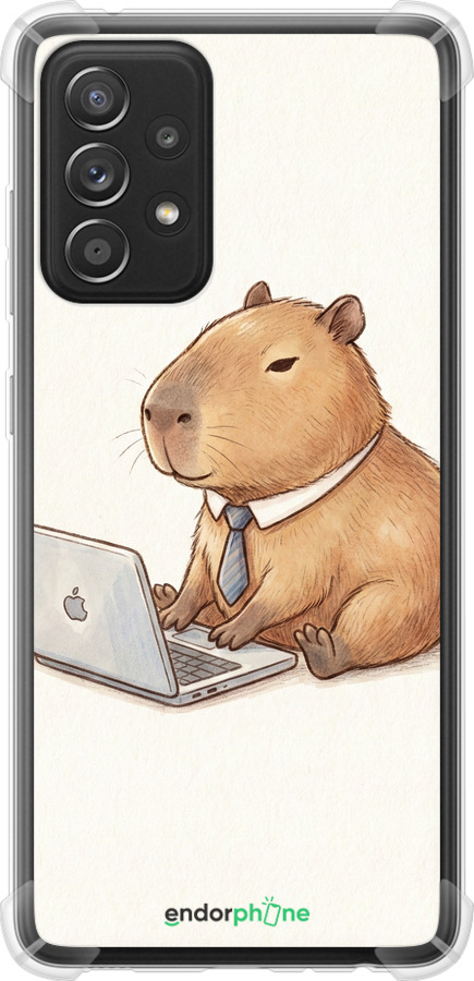 Силикон с усиленными углами чехол Funny Capybara CEO Working для Samsung Galaxy A52 - 6777sp-2251 изображение 