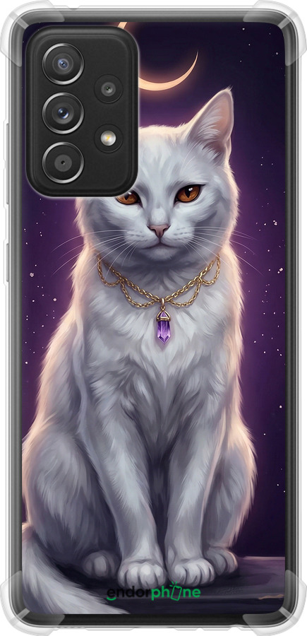 Силіконовий протиударний с посиленими кутами чехол Mystic White Cat Gothic Dark Purple Gold для Samsung Galaxy A52s 5G A528B - 6805sp-2583 изображение 