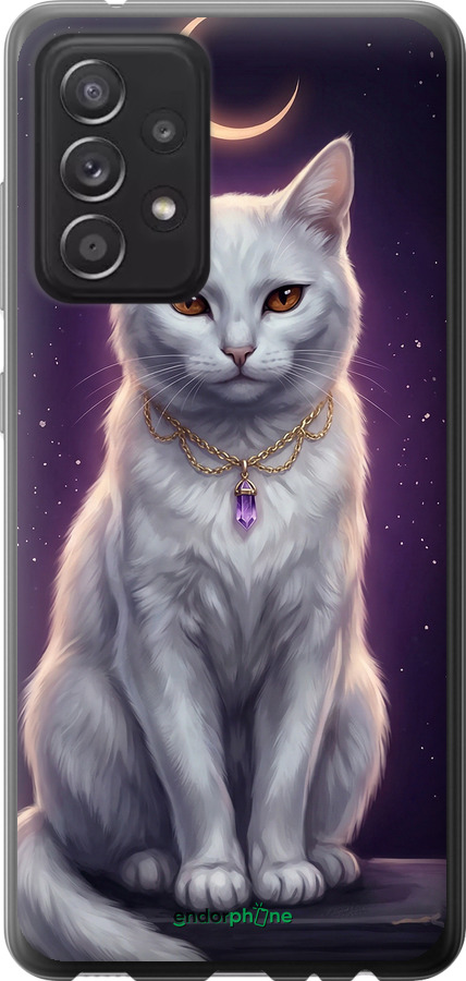 2D пластиковый чехол Mystic White Cat Gothic Dark Purple Gold для Samsung Galaxy A52s 5G A528B - 6805t-2583 изображение 