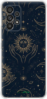 Силіконовий протиударний с посиленими кутами чехол Celestial Harmony: Sun & Moon Gold Mystic Pattern для Samsung Galaxy A53 A536E - 6778sp-2585 изображение 