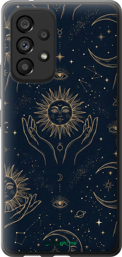Силиконовый чехол Celestial Harmony: Sun & Moon Gold Mystic Pattern для Samsung Galaxy A53 A536E - 6778u-2585 изображение 