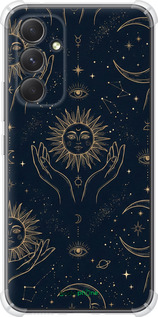 Силикон с усиленными углами чехол Celestial Harmony: Sun & Moon Gold Mystic Pattern для Samsung Galaxy A54 A546E - 6778sp-2935 изображение 
