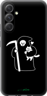 Силиконовый чехол Минималистичный арт: смерть и кошка для Samsung Galaxy A54 A546E - 6529u-2935 изображение 