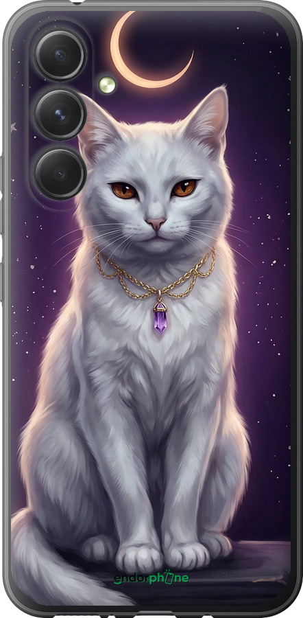 Силиконовый чехол Mystic White Cat Gothic Dark Purple Gold для Samsung Galaxy A54 A546E - 6805u-2935 изображение 