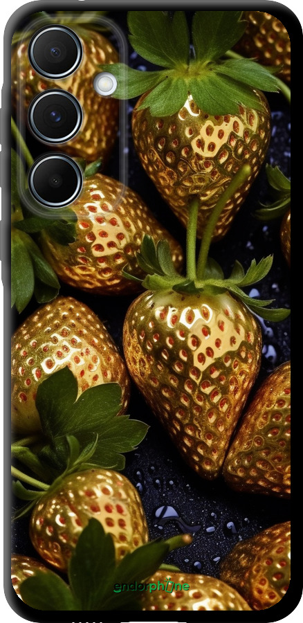 

Custodia in TPU nero Fragole d'oro" for Samsung Galaxy A55"
