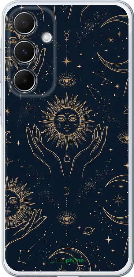 Силіконовий чехол Celestial Harmony: Sun & Moon Gold Mystic Pattern для Samsung Galaxy A55 - 6778u-3617 изображение 