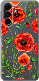 Силиконовый чехол Нарисованные маки для Samsung Galaxy A56 - 4278u-3882 изображение 