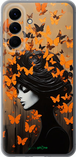Силиконовый чехол Чехол для телефона Девушка с оранжевыми бабочками для Samsung Galaxy A56 - 5940u-3882 изображение 