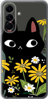 Силиконовый чехол Черный кот с цветами для Samsung Galaxy A56 - 6448u-3882 изображение 
