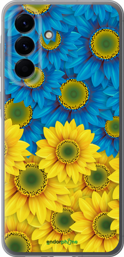 Силиконовый чехол Жёлто-голубые цветы для Samsung Galaxy A56 - 1048u-3882 изображение 