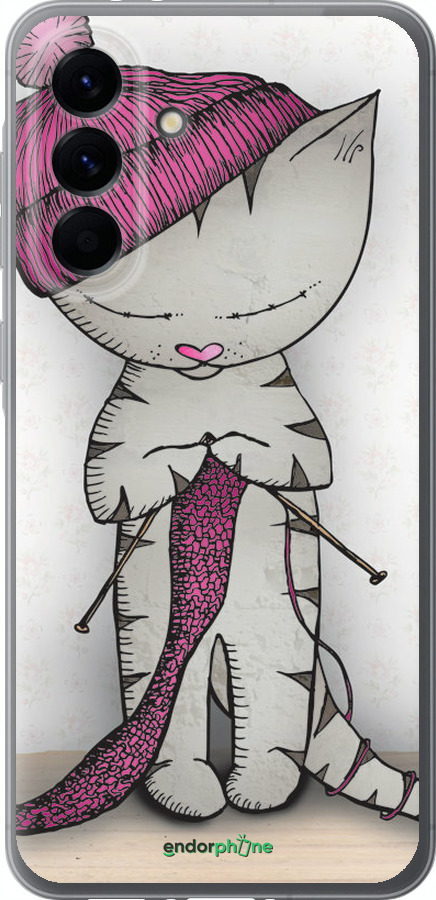 Силиконовый чехол Кошка рукодельница для Samsung Galaxy A56 - 4056u-3882 изображение 