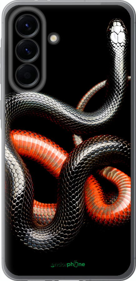 Силиконовый чехол Красно-черная змея на черном фоне для Samsung Galaxy A56 - 4063u-3882 изображение 