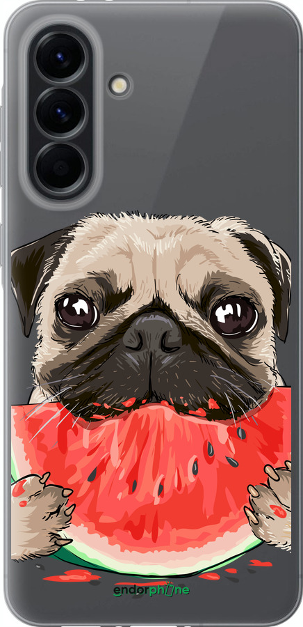 Силиконовый чехол Мопс и арбуз для Samsung Galaxy A56 - 4665u-3882 изображение 