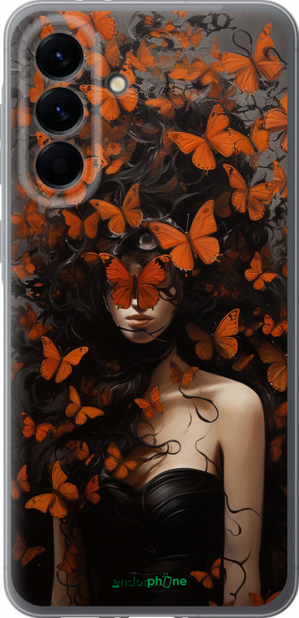 Силиконовый чехол Девушка с оранжевыми бабочками для Samsung Galaxy A56 - 5941u-3882 изображение 
