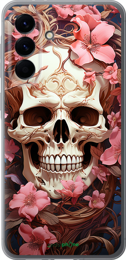 Силиконовый чехол Череп в розовых цветах для Samsung Galaxy A56 - 5965u-3882 изображение 
