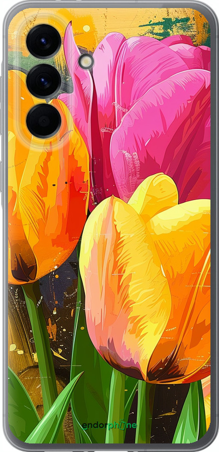 Силиконовый чехол Нарисованные тюльпаны для Samsung Galaxy A56 - 5990u-3882 изображение 