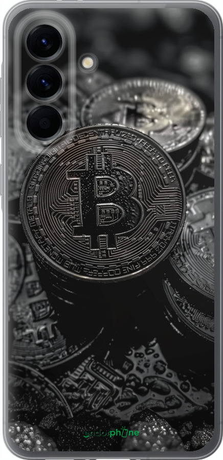 Силіконовий чехол Black Bitcoin для Samsung Galaxy A56 - 6090u-3882 изображение 