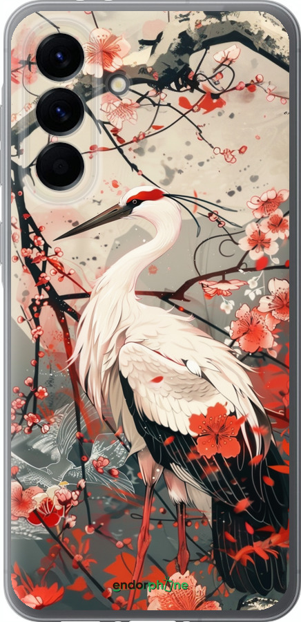 Силиконовый чехол Аист в цвету сакуры для Samsung Galaxy A56 - 6109u-3882 изображение 