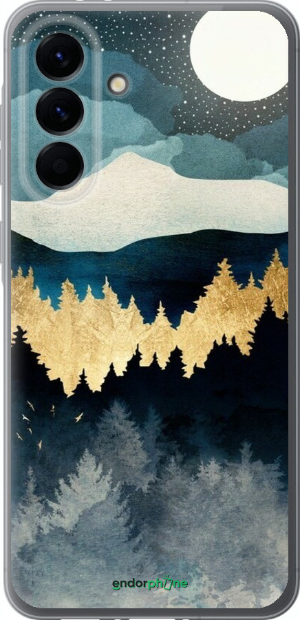 Силиконовый чехол Ночной пейзаж с лесом и горами для Samsung Galaxy A56 - 6493u-3882 изображение 