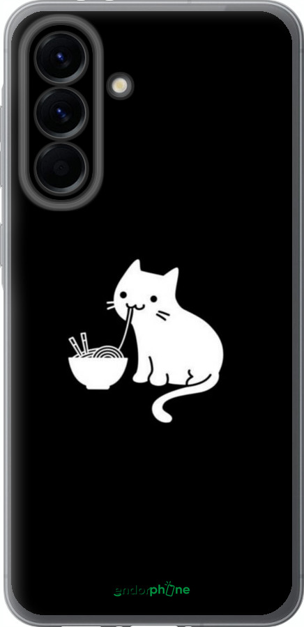 Силиконовый чехол С милым котом на черном фоне для Samsung Galaxy A56 - 6528u-3882 изображение 