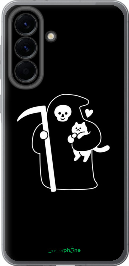 Силиконовый чехол Минималистичный арт: смерть и кошка для Samsung Galaxy A56 - 6529u-3882 изображение 