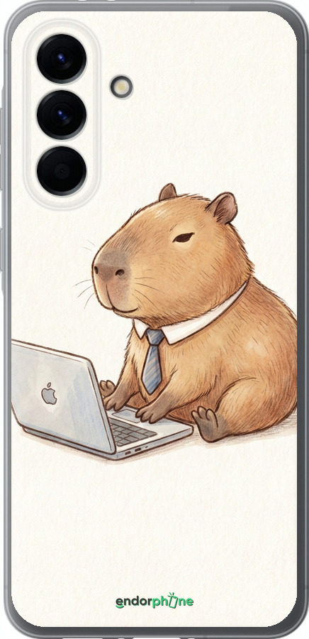 Силиконовый чехол Funny Capybara CEO Working для Samsung Galaxy A56 - 6777u-3882 изображение 