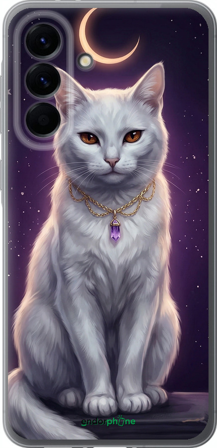 Силіконовий чехол Mystic White Cat Gothic Dark Purple Gold для Samsung Galaxy A56 - 6805u-3882 изображение 