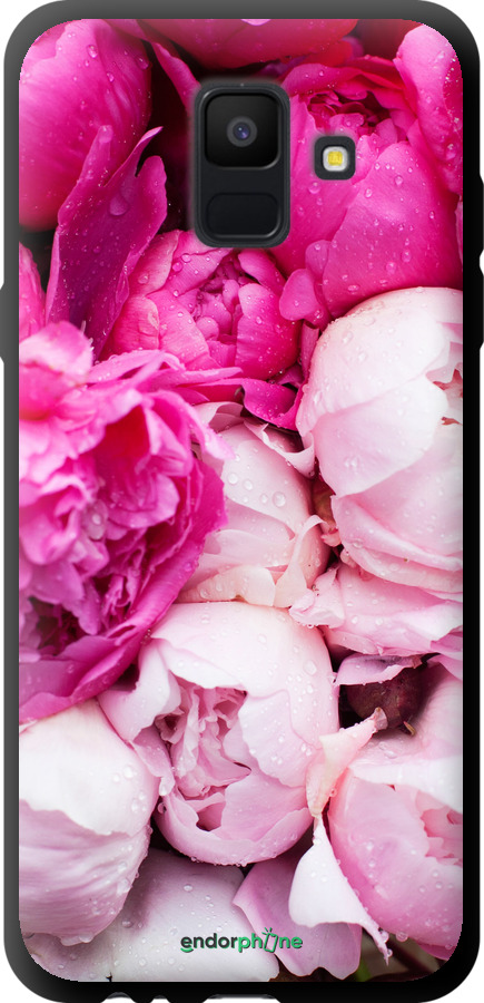 

Custodia in TPU nero Peonie rosa" for Samsung Galaxy A6 2018"