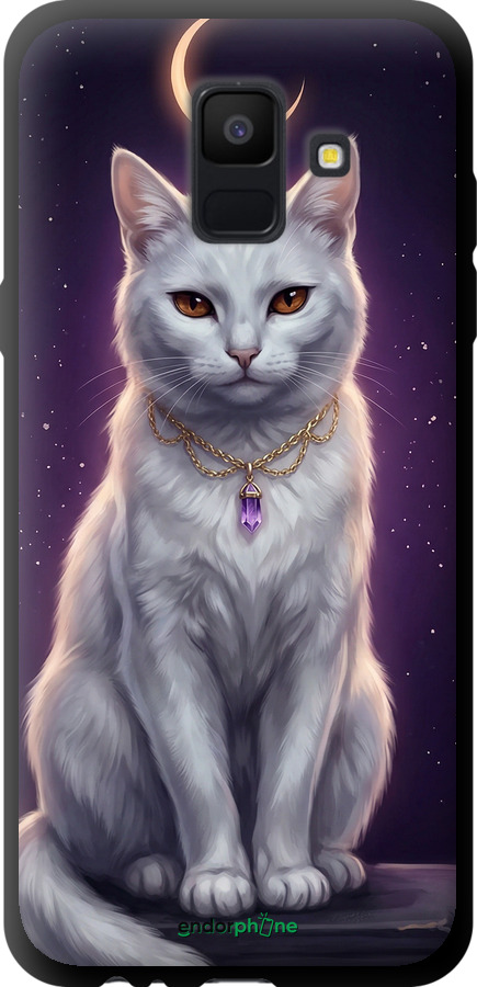 TPU чехол Mystic White Cat Gothic Dark Purple Gold для Samsung Galaxy A6 2018 - 6805b-1480 изображение 