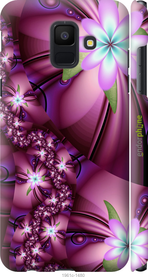 

3D пластиковий матовий чохол "Квіткова мозаїка" для Samsung Galaxy A6 2018, Рожевий