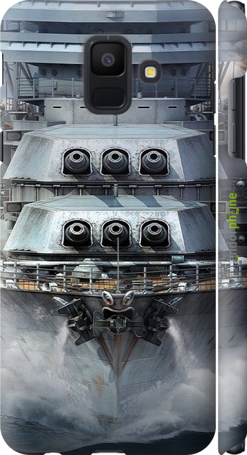 3D пластиковий матовий чехол Лінкор, world of tanks, wargaming, військовий корабель для Samsung Galaxy A6 2018 - 6453m-1480 изображение 