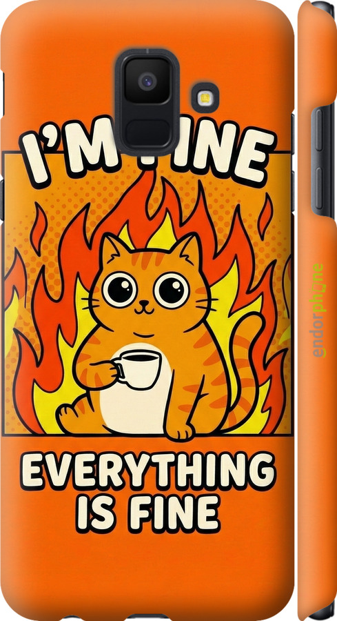 3D пластиковый матовый чехол Funny Cat для Samsung Galaxy A6 2018 - 6786m-1480 изображение 