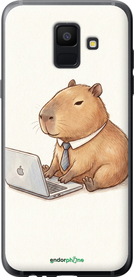 2D пластиковий чехол Funny Capybara CEO Working для Samsung Galaxy A6 2018 - 6777t-1480 изображение 