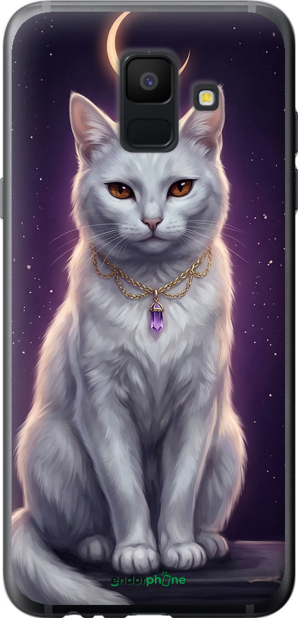 2D пластиковый чехол Mystic White Cat Gothic Dark Purple Gold для Samsung Galaxy A6 2018 - 6805t-1480 изображение 