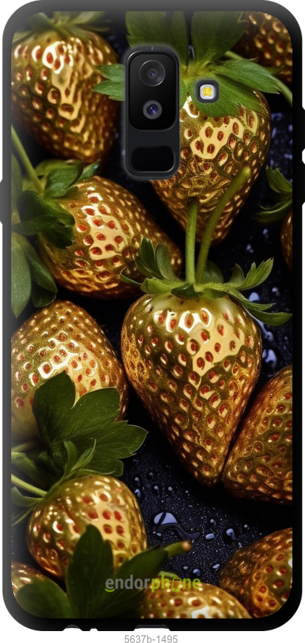 

Custodia in TPU nero Fragole d'oro" for Samsung Galaxy A6 Plus 2018"