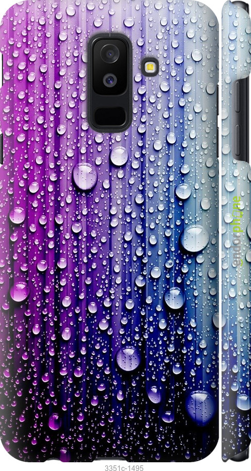 

3D пластиковий матовий чохол "Краплини води" для Samsung Galaxy A6 Plus 2018, Синій