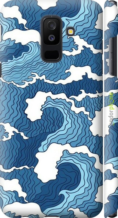 3D пластиковый матовый чехол Абстрактный рисунок морских волн для Samsung Galaxy A6 Plus 2018 - 6538m-1495 изображение 