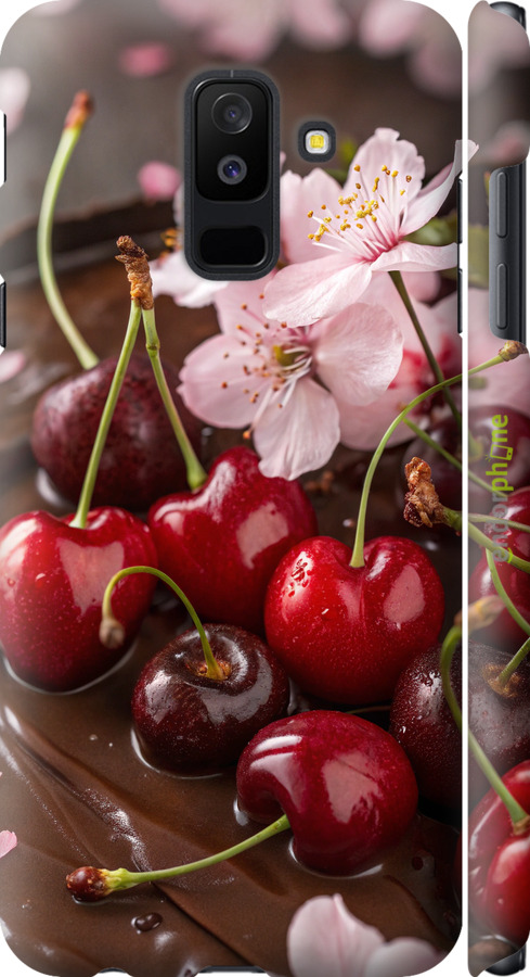 3D пластиковий матовий чехол Вишня у шоколаді для Samsung Galaxy A6 Plus 2018 - 6698m-1495 изображение 