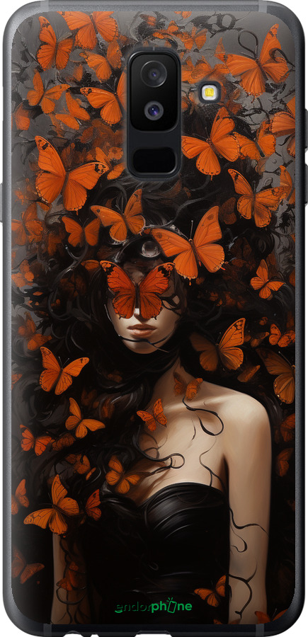 2D пластиковый чехол Девушка с оранжевыми бабочками для Samsung Galaxy A6 Plus 2018 - 5941t-1495 изображение 