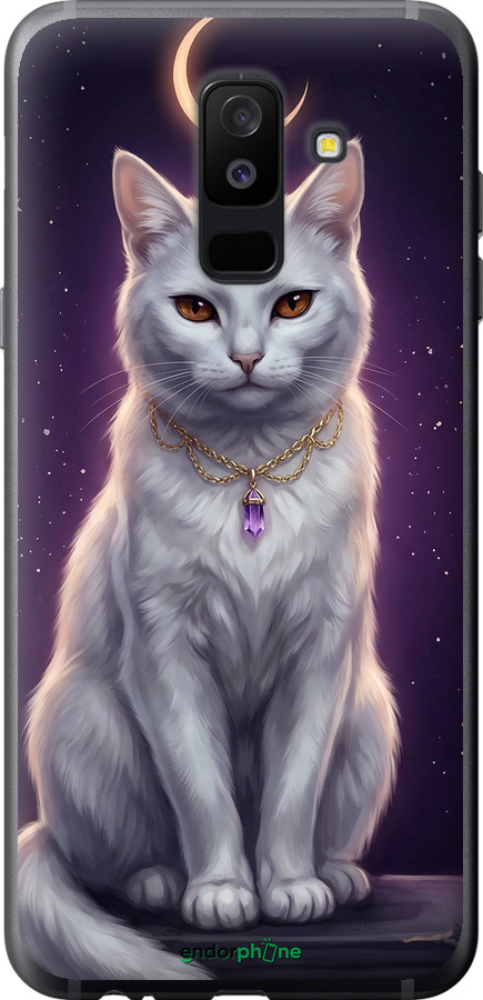 Силиконовый чехол Mystic White Cat Gothic Dark Purple Gold для Samsung Galaxy A6 Plus 2018 - 6805u-1495 изображение 