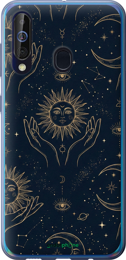 Силіконовий чехол Celestial Harmony: Sun & Moon Gold Mystic Pattern для Samsung Galaxy A60 2019 A606F - 6778u-1699 изображение 