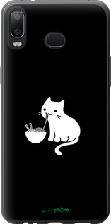 Силиконовый чехол С милым котом на черном фоне для Samsung Galaxy A6s - 6528u-1604 изображение 