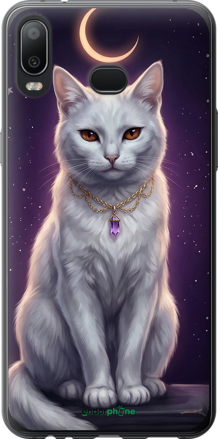 Силиконовый чехол Mystic White Cat Gothic Dark Purple Gold для Samsung Galaxy A6s - 6805u-1604 изображение 