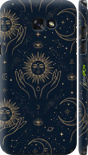 3D пластиковый матовый чехол Celestial Harmony: Sun & Moon Gold Mystic Pattern для Samsung Galaxy A7 (2017) - 6778m-445 изображение 