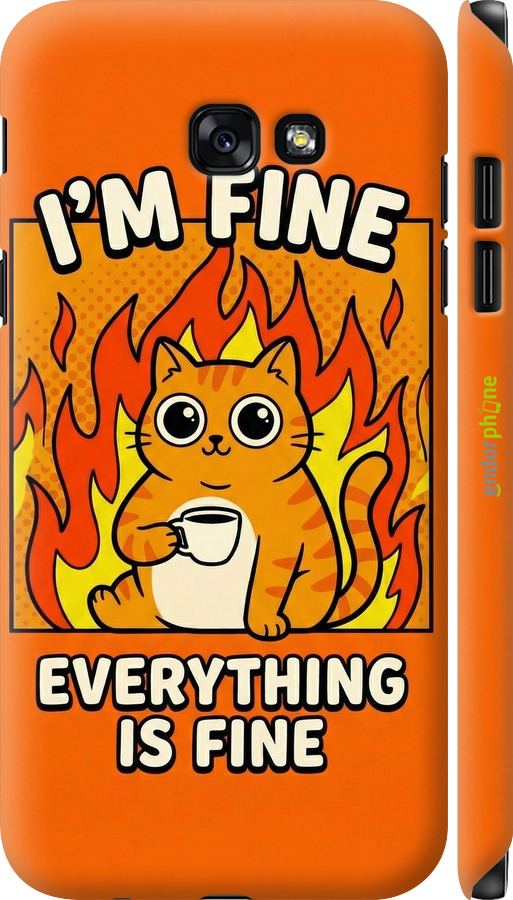 3D пластиковый матовый чехол Funny Cat для Samsung Galaxy A7 (2017) - 6786m-445 изображение 