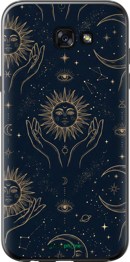 2D пластиковый чехол Celestial Harmony: Sun & Moon Gold Mystic Pattern для Samsung Galaxy A7 (2017) - 6778t-445 изображение 