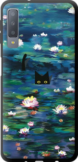 TPU чехол с изображением водяных лилий и кошек для Samsung Galaxy A7 (2018) A750F - 6257b-1582 изображение 