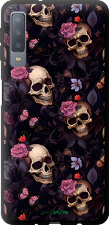 TPU чехол Черепа и розы для Samsung Galaxy A7 (2018) A750F - 6316b-1582 изображение 