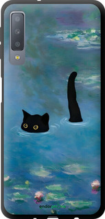TPU чехол С изображением кота и водяной лилии Monet для Samsung Galaxy A7 (2018) A750F - 6519b-1582 изображение 
