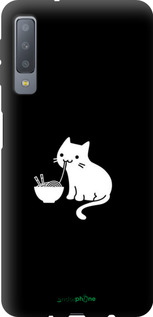 TPU чехол С милым котом на черном фоне для Samsung Galaxy A7 (2018) A750F - 6528b-1582 изображение 